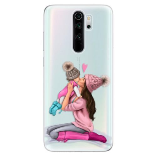 Odolné silikónové puzdro iSaprio - Kissing Mom - Brunette and Girl - Xiaomi Redmi Note 8 Pro