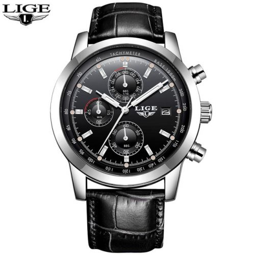 Hodinky LIGE Gentleman-Čierna/Strieborná KP4051