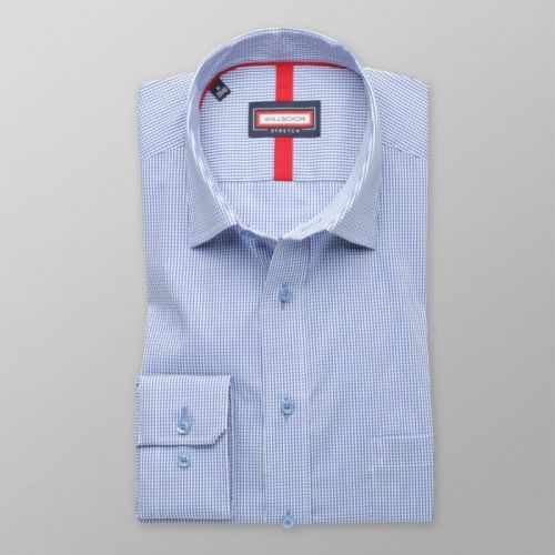 Pánska slim fit košeľa (výška 176-182) 8292 v modré farbe s prímesou elastanu