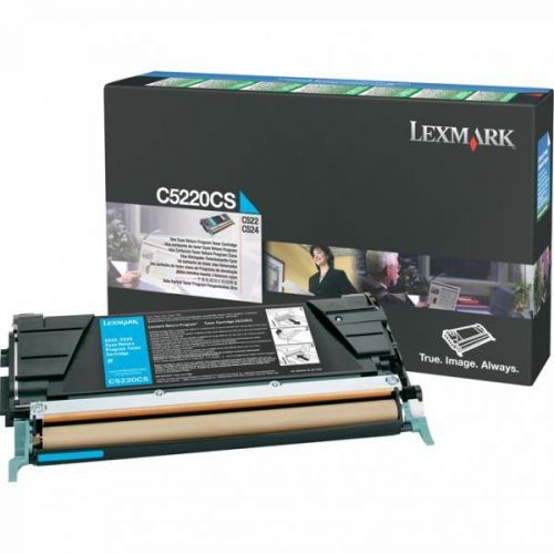 Lexmark originál toner C5220CS, cyan, 3000str., return, Lexmark C522n, C524