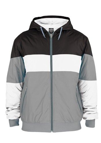 Urban Classics Kids Tricolor Nylon Jacket Grey Black White - 14