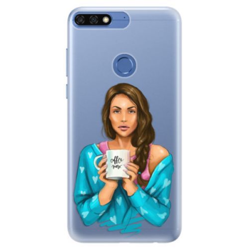 Silikónové puzdro iSaprio - Coffe Now - Brunette - Huawei Honor 7C