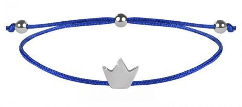 Troli Šnúrkový náramok Korunka modrá / oceľová