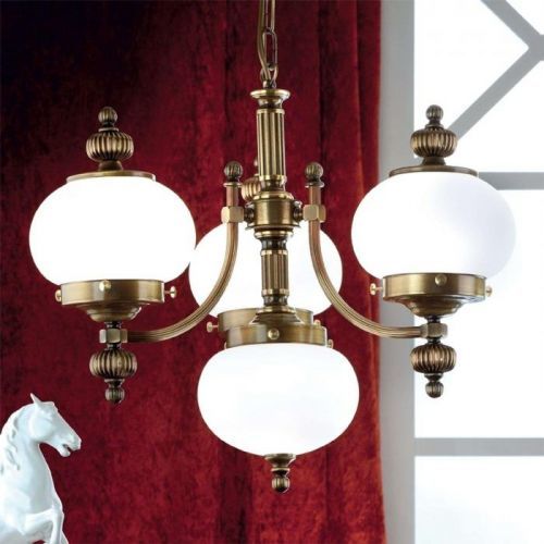 Závesná lampa Delia starožitná mosadz 4-pl.