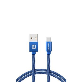 USB-C Kábel Swissten opletený, Quick charge, 3A, 2m - modré
