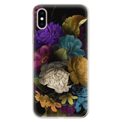 Odolné silikónové puzdro iSaprio - Dark Flowers - iPhone XS