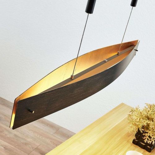 Závesná LED lampa Lio čierna zlatý dekór
