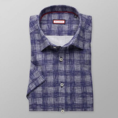 Pánska slim fit košeľa s krátkym rukávom (výška 176-182) 8017 v modré farbe