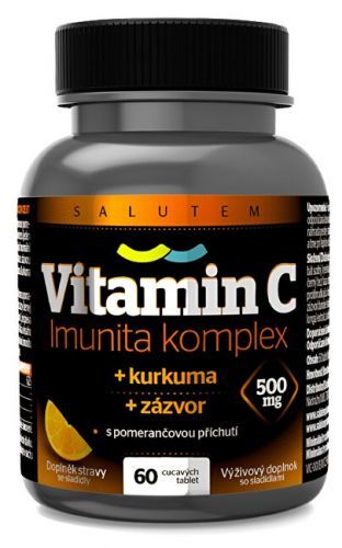 SALUTEM Pharma Vitamín C 500 mg Imunita kurkuma + zázvor tbl.60 s pomarančovou príchuťou