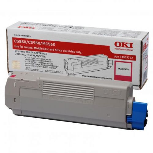 OKI originál toner 43865722, magenta, 6000str., OKI C5850, 5950, MC560, MC560n, MC560dn