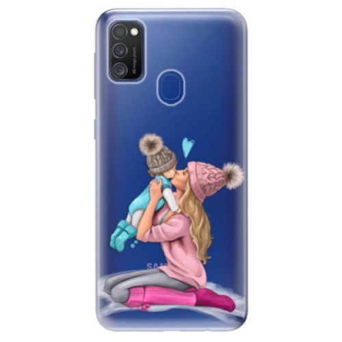 Odolné silikónové puzdro iSaprio - Kissing Mom - Blond and Boy - Samsung Galaxy M21