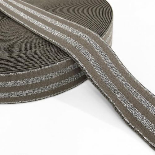 Guma hladká 4 cm LUREX SILVER taupe