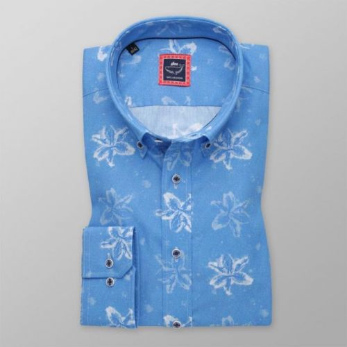 Pánska košeľa Slim Fit s bielou kvetinovou potlačou 11610
