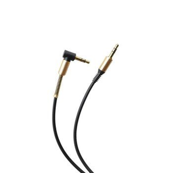Lomený AUX kábel 2 x 3.5mm jack čierny 1m