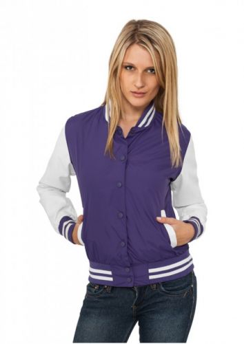 Urban Classics Ladies Light College Jacket pur/wht - XS