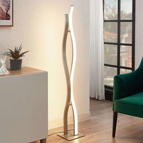 Lucande stojaca LED lampa Mairia tvar vlny hliník