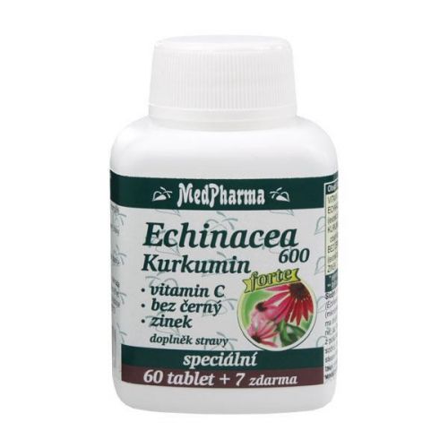 MedPharma Echinacea 600 Forte + kurkumín + vitamín C + baza čierna + zinok 60 tbl. + 7 tbl. ZD ARMA