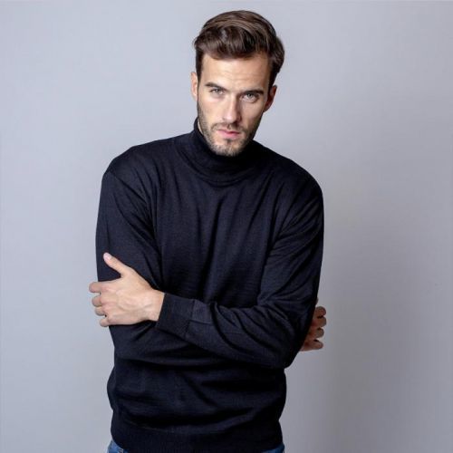 Pánsky sveter s rolákom čierny 11066