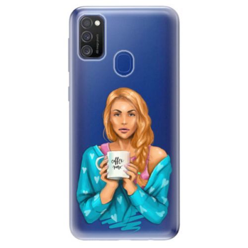 Odolné silikónové puzdro iSaprio - Coffe Now - Redhead - Samsung Galaxy M21