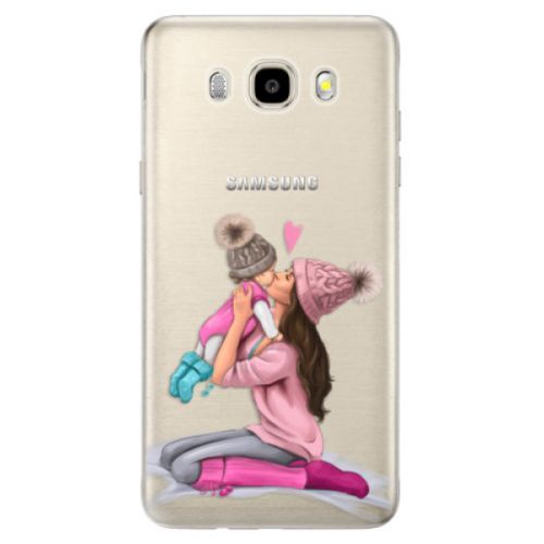 Odolné silikónové puzdro iSaprio - Kissing Mom - Brunette and Girl - Samsung Galaxy J5 2016