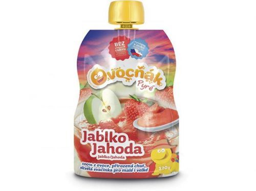 Ovocňák Ovocné pyré jablko jahoda 100% 120g