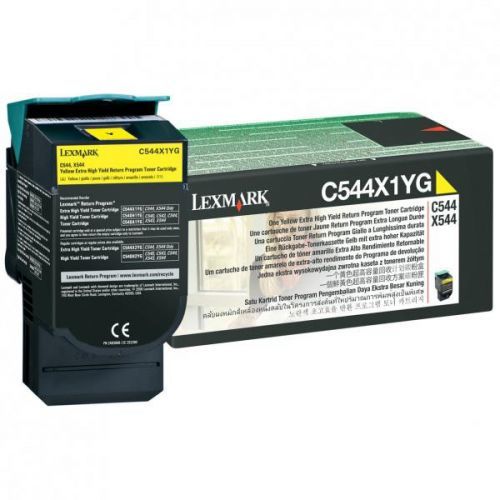Lexmark originál toner C544X1YG, yellow, 4000str., return, extra high capacity, Lexmark X544x