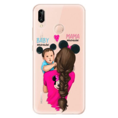 Odolné silikónové puzdro iSaprio - Mama Mouse Brunette and Boy - Huawei P20 Lite