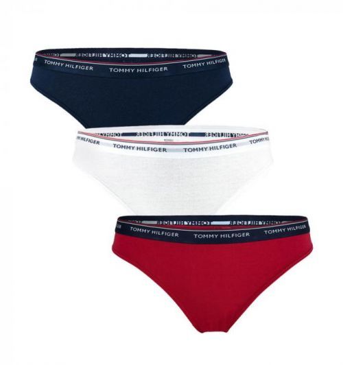 TOMMY HILFIGER - 3PACK Essentials dámske tmavomodré, biele a červené nohavičky