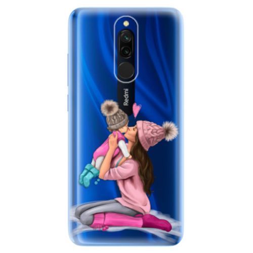 Odolné silikónové puzdro iSaprio - Kissing Mom - Brunette and Girl - Xiaomi Redmi 8