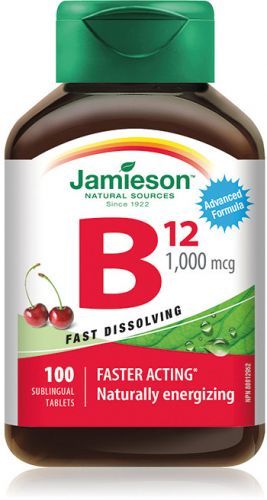 Jamieson Vitamín B12 1000μg rýchlorozpustné tablety s príchuťou čerešne 100tbl