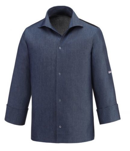 EGOCHEF Kuchársky rondon VIP s košeľovým strihom UNISEX - jeans XS