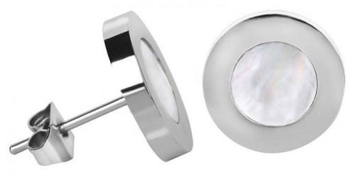 Troli Oceľové náušnice s perleťovým stredom Steel