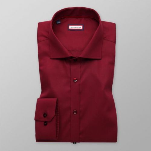 Pánska košeľa Extra Slim Fit bordovej farby s hladkým vzorom 11392
