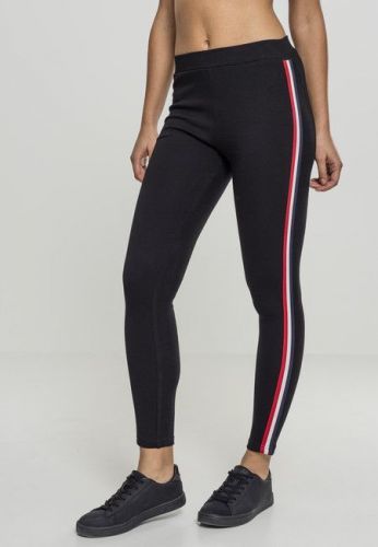 Urban Classics Ladies 3-Tone Tape Leggings black/firered/white/navy - L