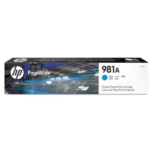HP originál ink J3M68A, HP 981A, cyan, 6000str., 70ml, HP PageWide Enterprise Color 556, MFP 586