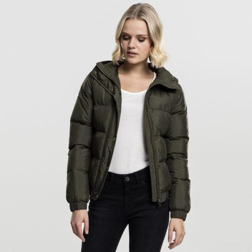 Urban Classics Ladies Hooded Puffer Jacket darkolive - XS
