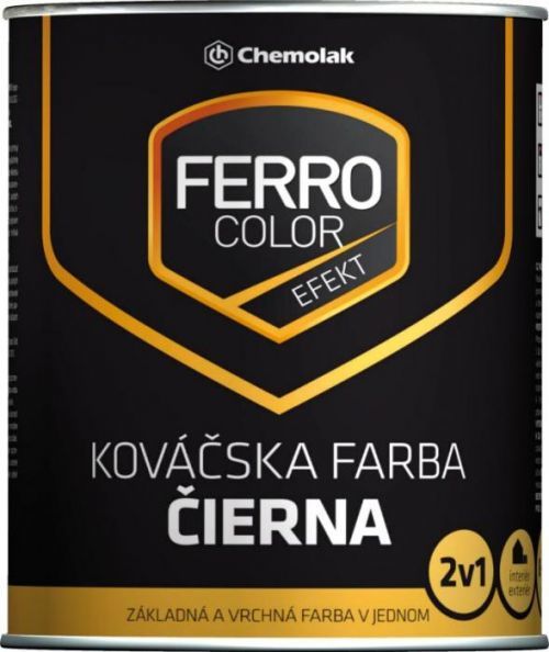 Chemolak FERRO COLOR 2v1 efekt - kováčska farba na kov - cierna - 2,5 L
