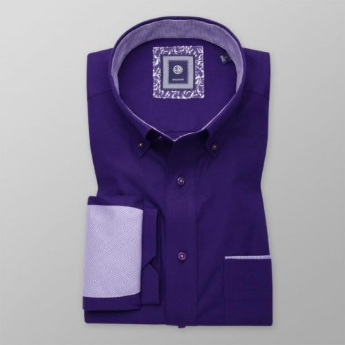 Pánska košeľa Slim Fit tmavo fialová s vzorovanými prvkami 11367