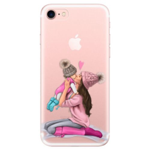Odolné silikónové puzdro iSaprio - Kissing Mom - Brunette and Girl - iPhone 7