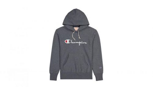 Champion Script Logo Reverse Weave Hoodie šedé 212574-EM519