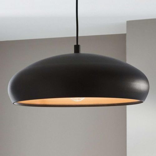 Závesná lampa Mogano s kovovým tienidlom čierna