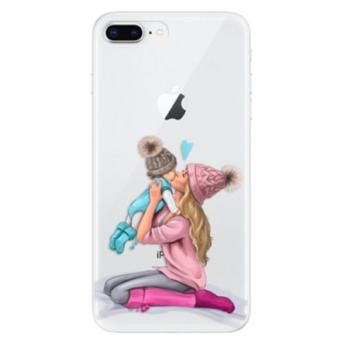 Odolné silikónové puzdro iSaprio - Kissing Mom - Blond and Boy - iPhone 8 Plus
