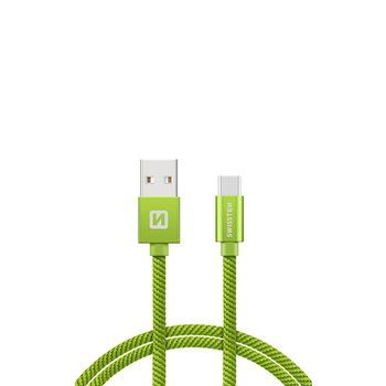USB-C Kábel Swissten opletený, Quick charge, 3A, 2m - zelený