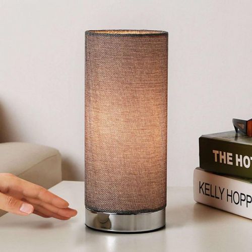 Sivá stolná lampa ronja s chrómovým podstavcom