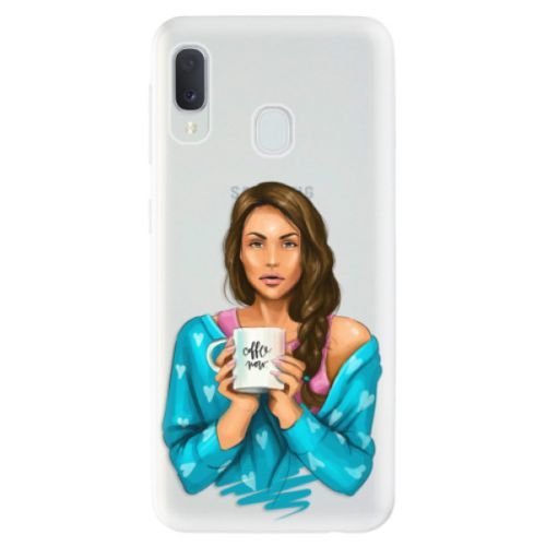 Odolné silikónové puzdro iSaprio - Coffe Now - Brunette - Samsung Galaxy A20e