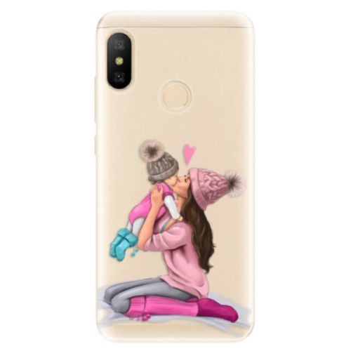 Odolné silikónové puzdro iSaprio - Kissing Mom - Brunette and Girl - Xiaomi Mi A2 Lite