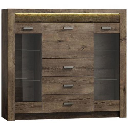 Komoda sklo Indianapolis I8 tmavý popol