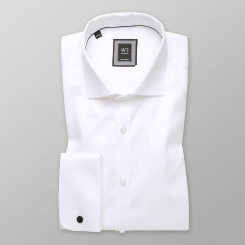 Pánska košeľa Extra Slim Fit s bielym hladkým vzorom 11214