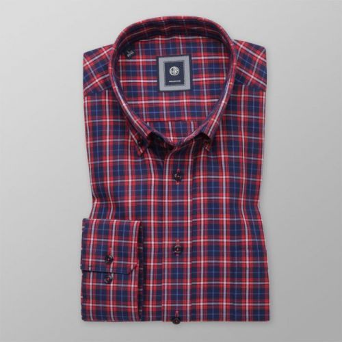 Košeľa Slim Fit červený károvaný vzor (výška 176 - 182) 10442