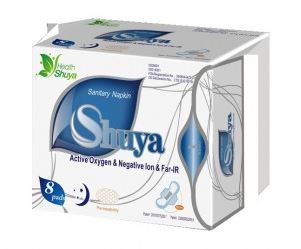 Shuya Ultratenké hygienické vložky Nočné s krídelkami, Active Oxygen&Negative lon&Far-IR, 8 ks